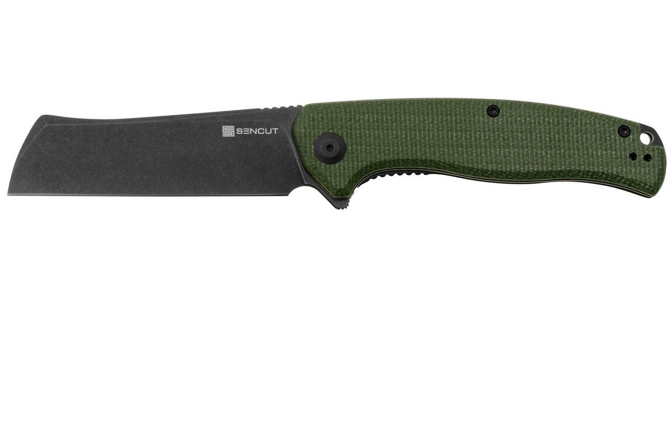SENCUT Traxler S20057C-4, Blackwashed, Green Canvas Micarta, zakmes