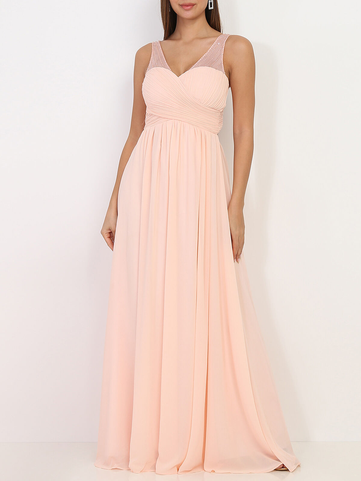 Robe longue à strass- Rose