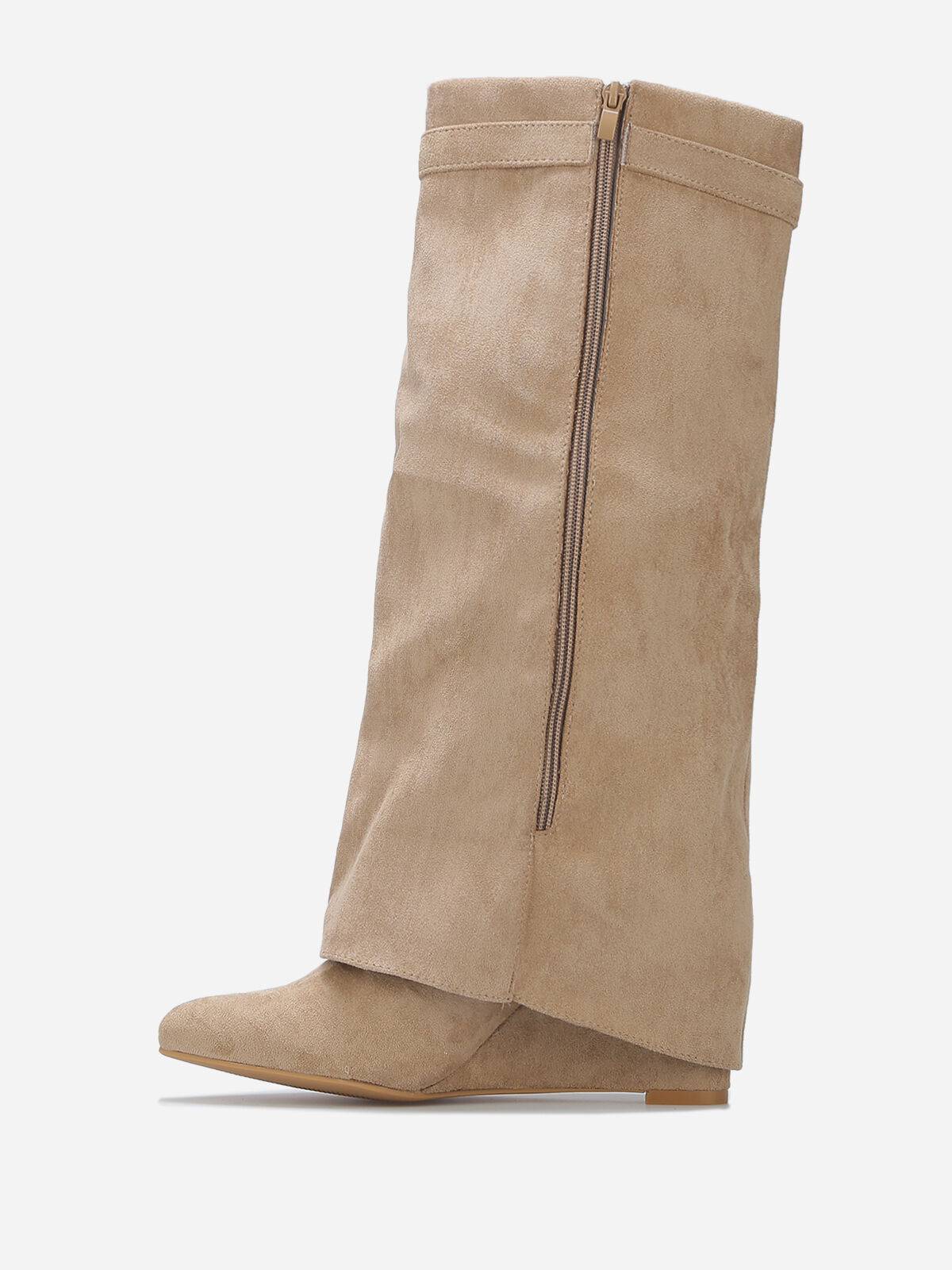 Bottes compensées à rabats- Taupe