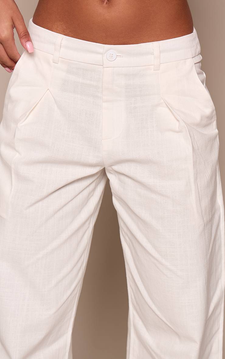 Blanc Ensemble Coordonné Pantalon Tailleur Effet Lin