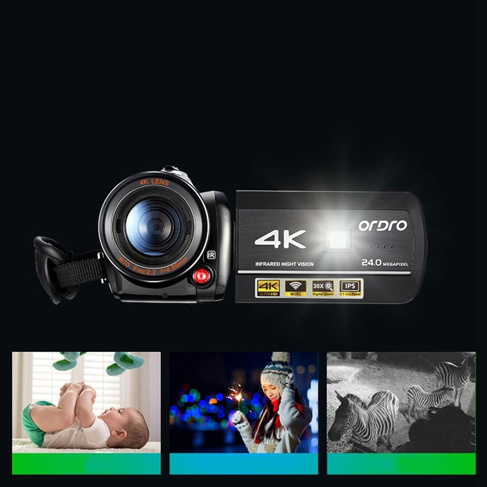 30MP UltraHD 4K Camcorder Videokamera   Mikrofon mit 3