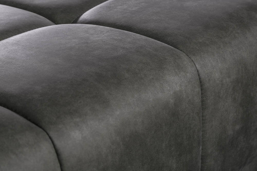 Extravaganter Hocker ELEGANCIA 110cm grau mit Ziersteppung