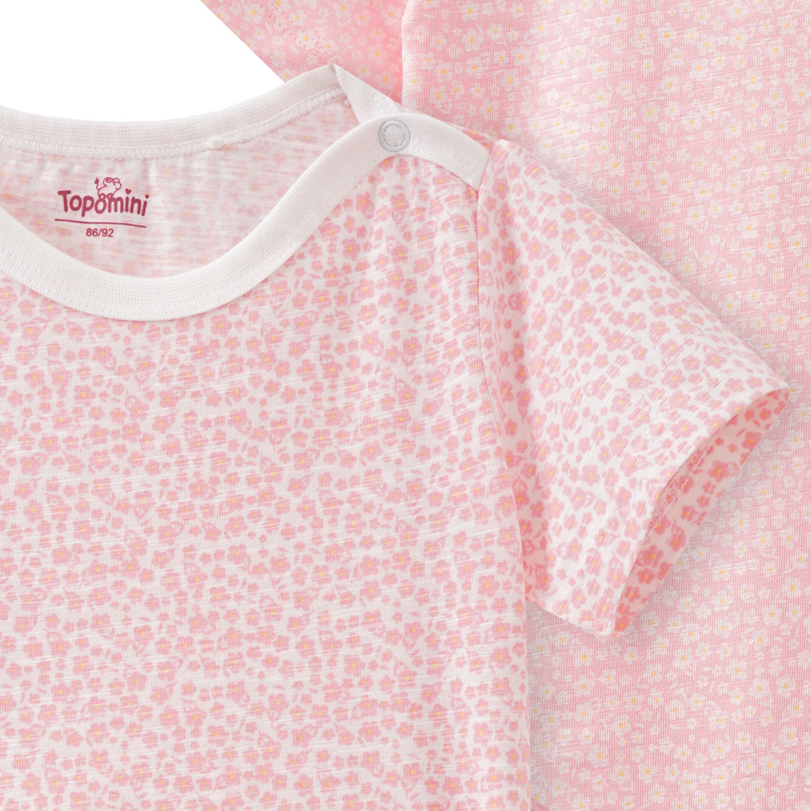 Topomini 2 Baby Bodys mit Bio-Baumwolle rosa / cremeweiss
