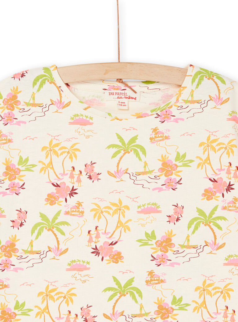T-shirt écru foncé à imprimé exotiques