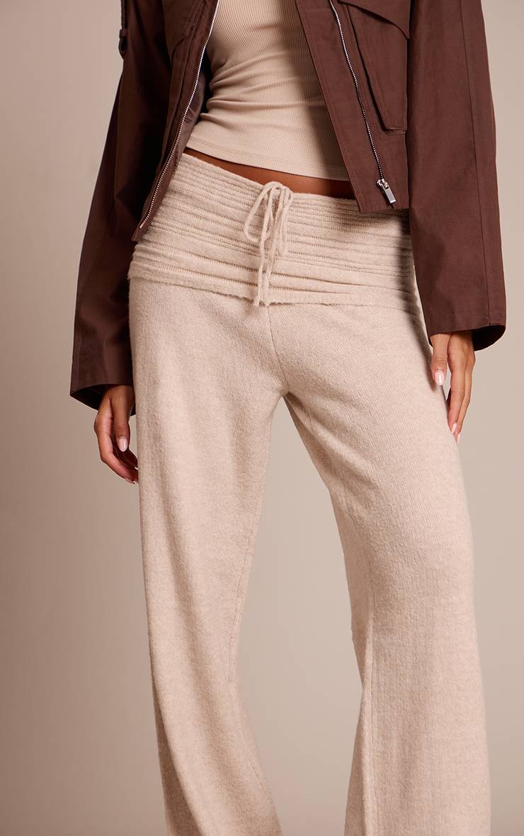 Avoine Pantalon En Maille Côtelée Souple À Taille Repliée