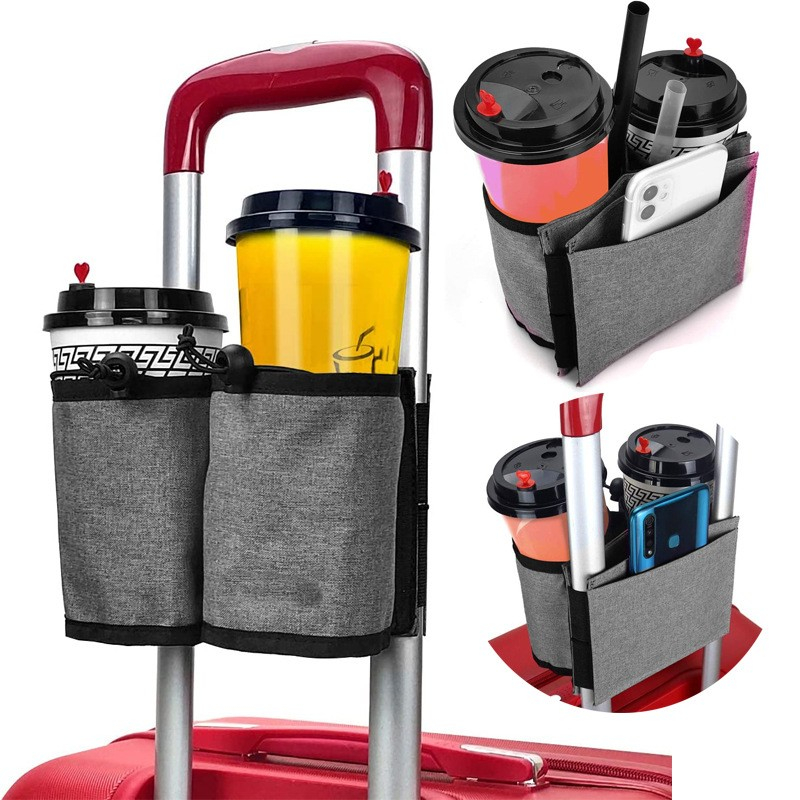 (150x120mm) Reise Koffer Getränke Halterung Trolley Organizer mit Zugverschluss - Hellgrau
