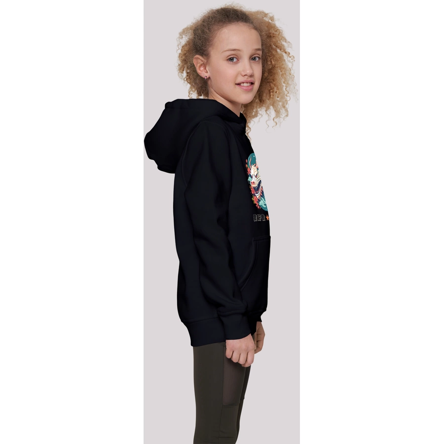 F4NT4STIC Hoodie Drache mit Blumen schwarz