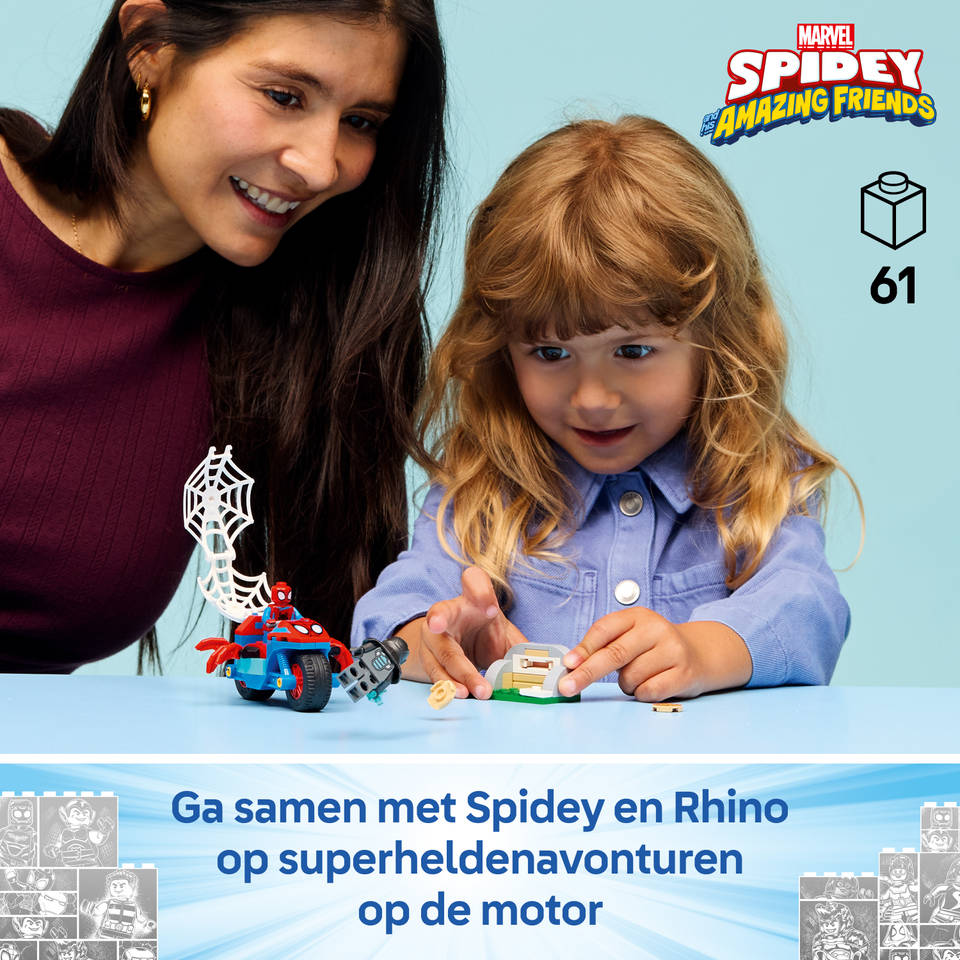 LEGO Marvel Spidey op zijn motor vs. Rhino 11206