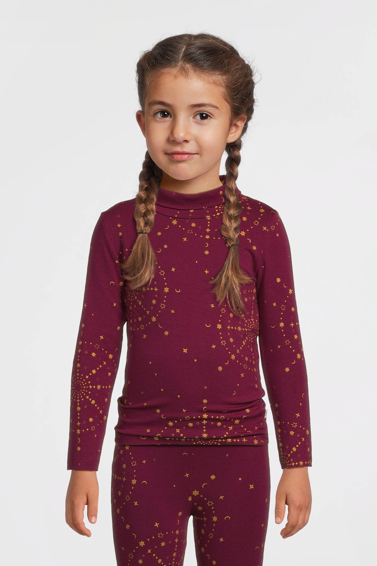 Your Wishes longsleeve met all over print bordeauxrood/goud
