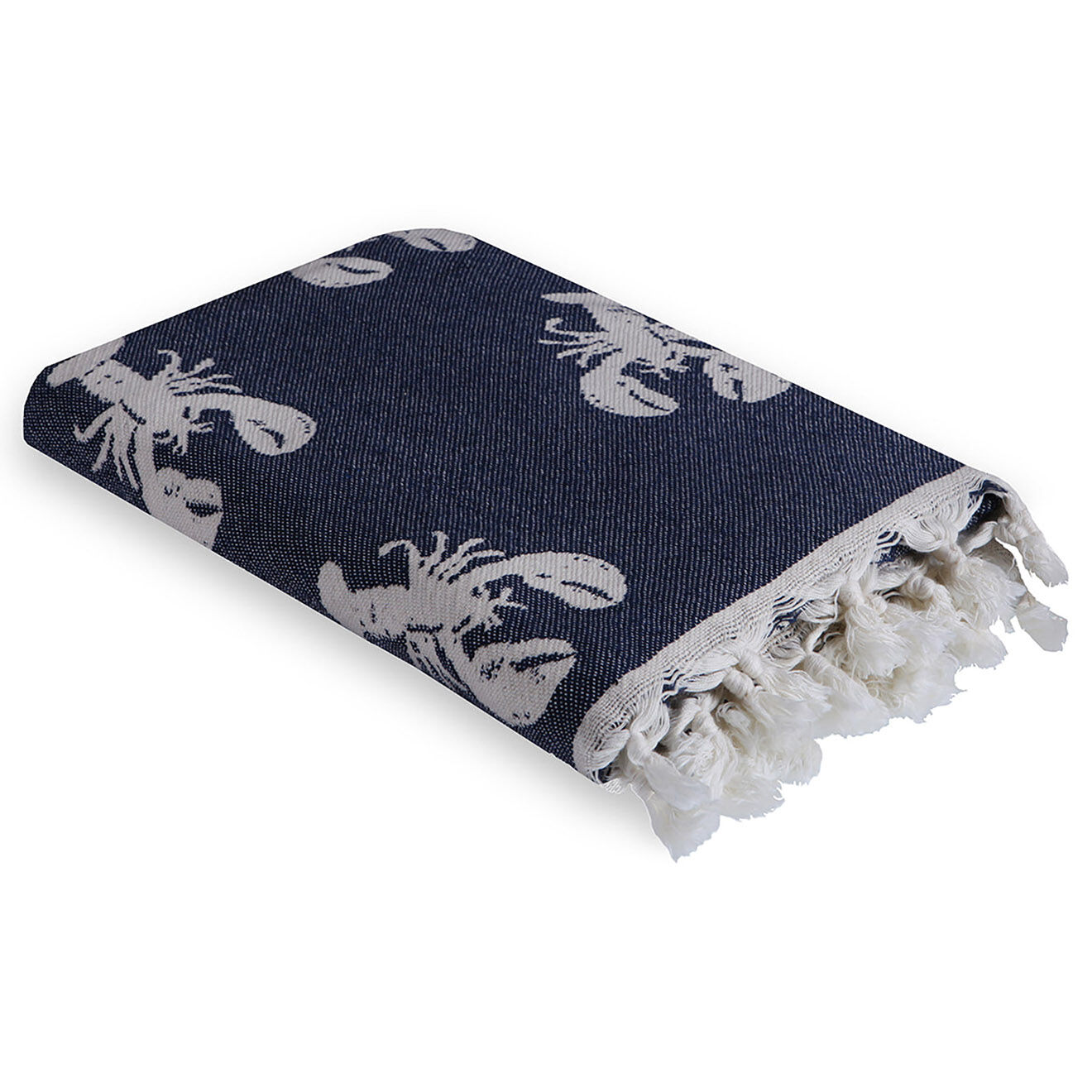 Febronie Fouta reversible Homard bleu - 100x200 cm