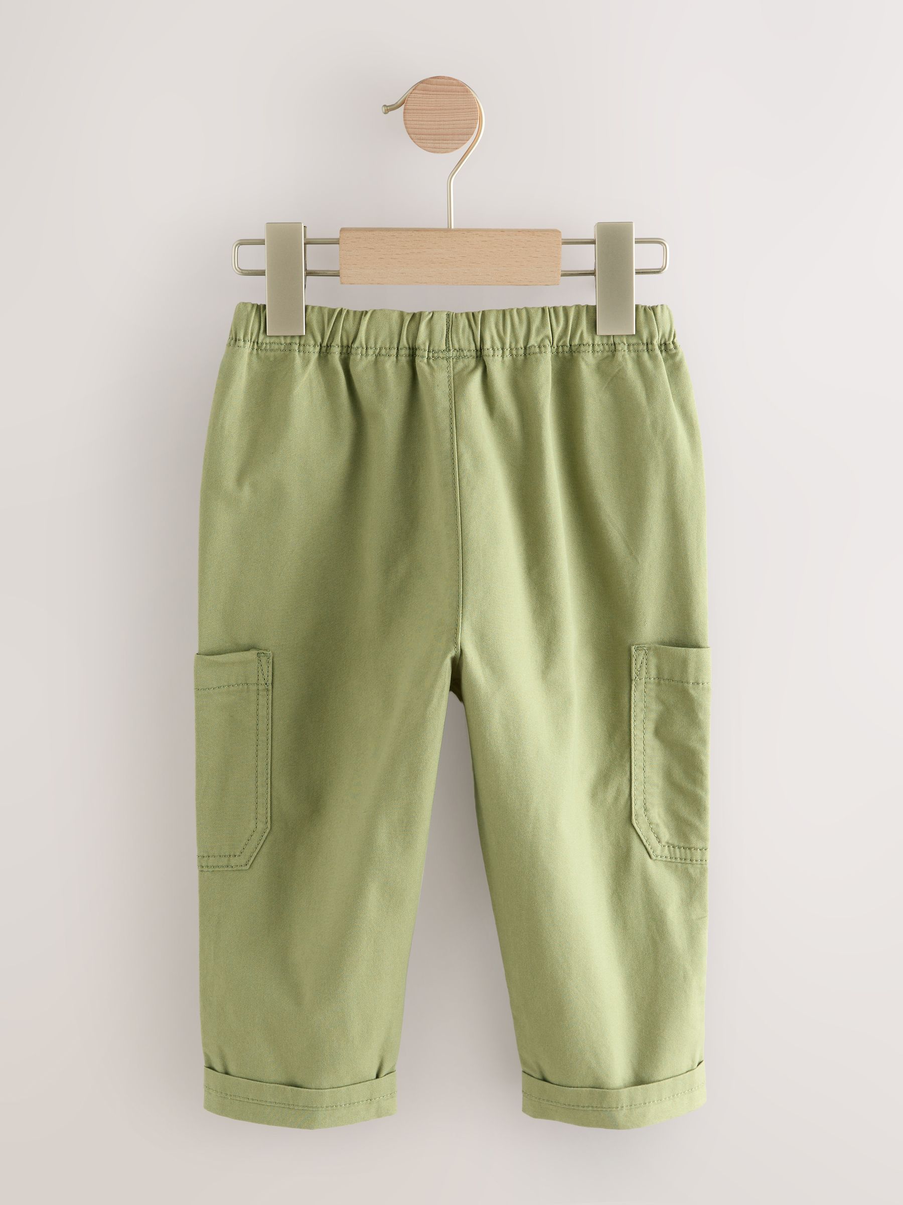 Grijs-groen - Broek met elastische taille en zijzakken (3mnd -7jr)