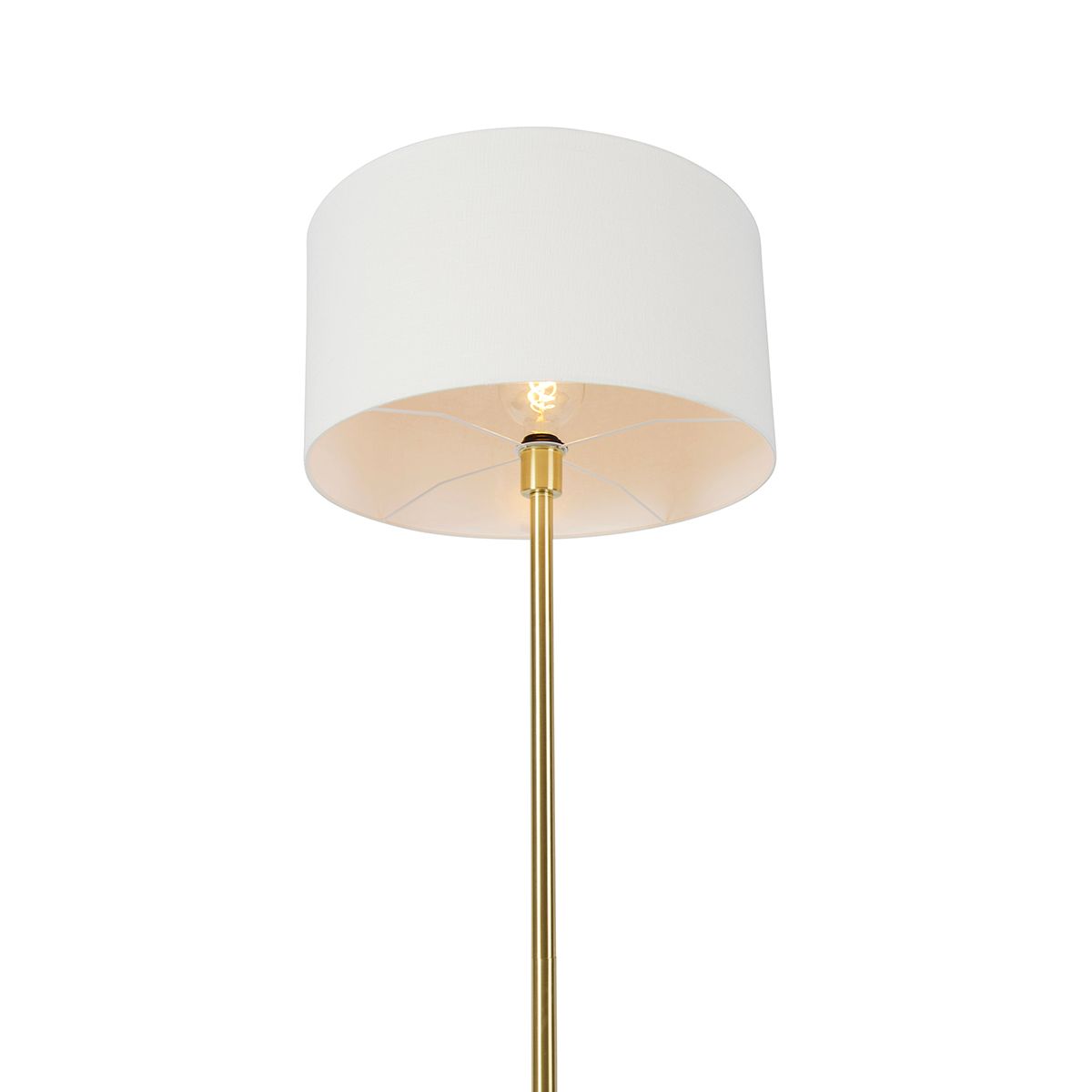 Vloerlamp messing met kap wit 50 cm - Simplo