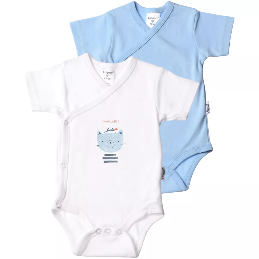 Liliput Kurzarm Wickelbody 2er Pack Mariner weißhellblau