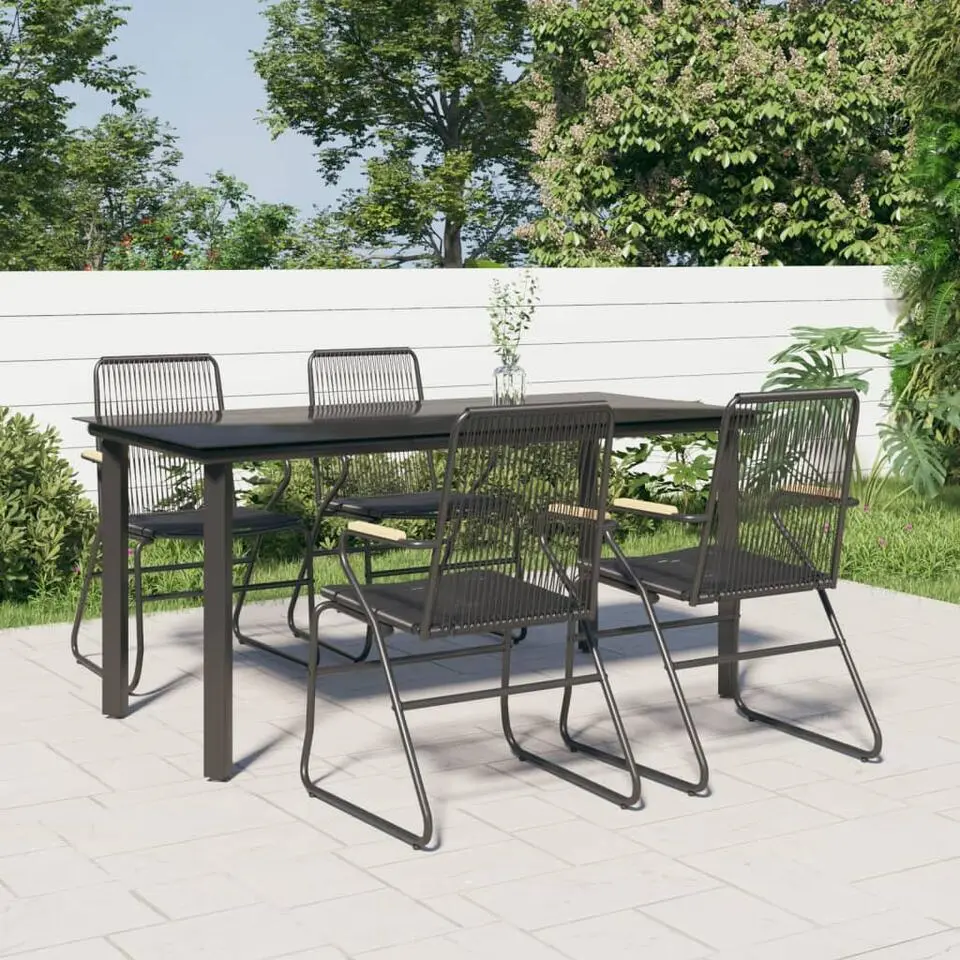 vidaXL - 5-delige Tuinset 4 PVC-rattan fauteuils - Zwart - 160x80 cm
