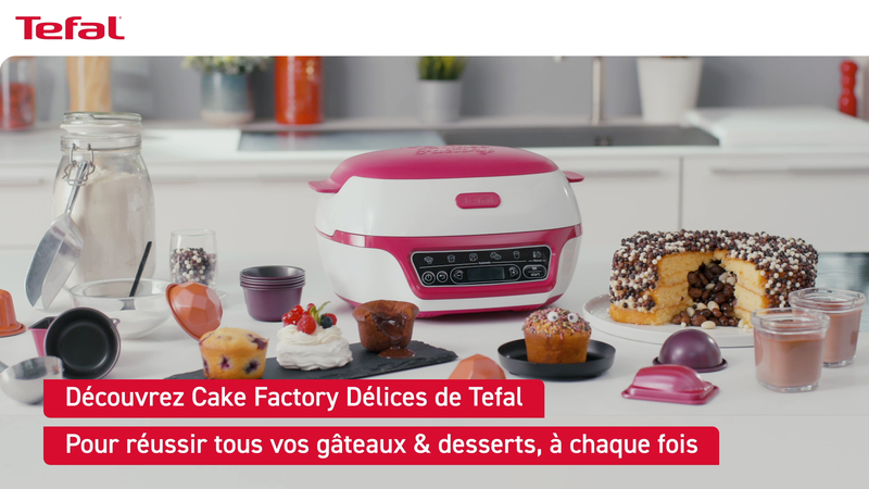 Cake Factory Délices, Machine à gâteaux, 5 prog., 3 moules, écran rétroéclairé