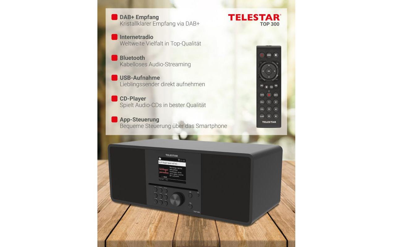 Internet Radio TOP 300 Schwarz<br>Stereo-Radio mit CD-Player, DAB+/FM und Internetradio