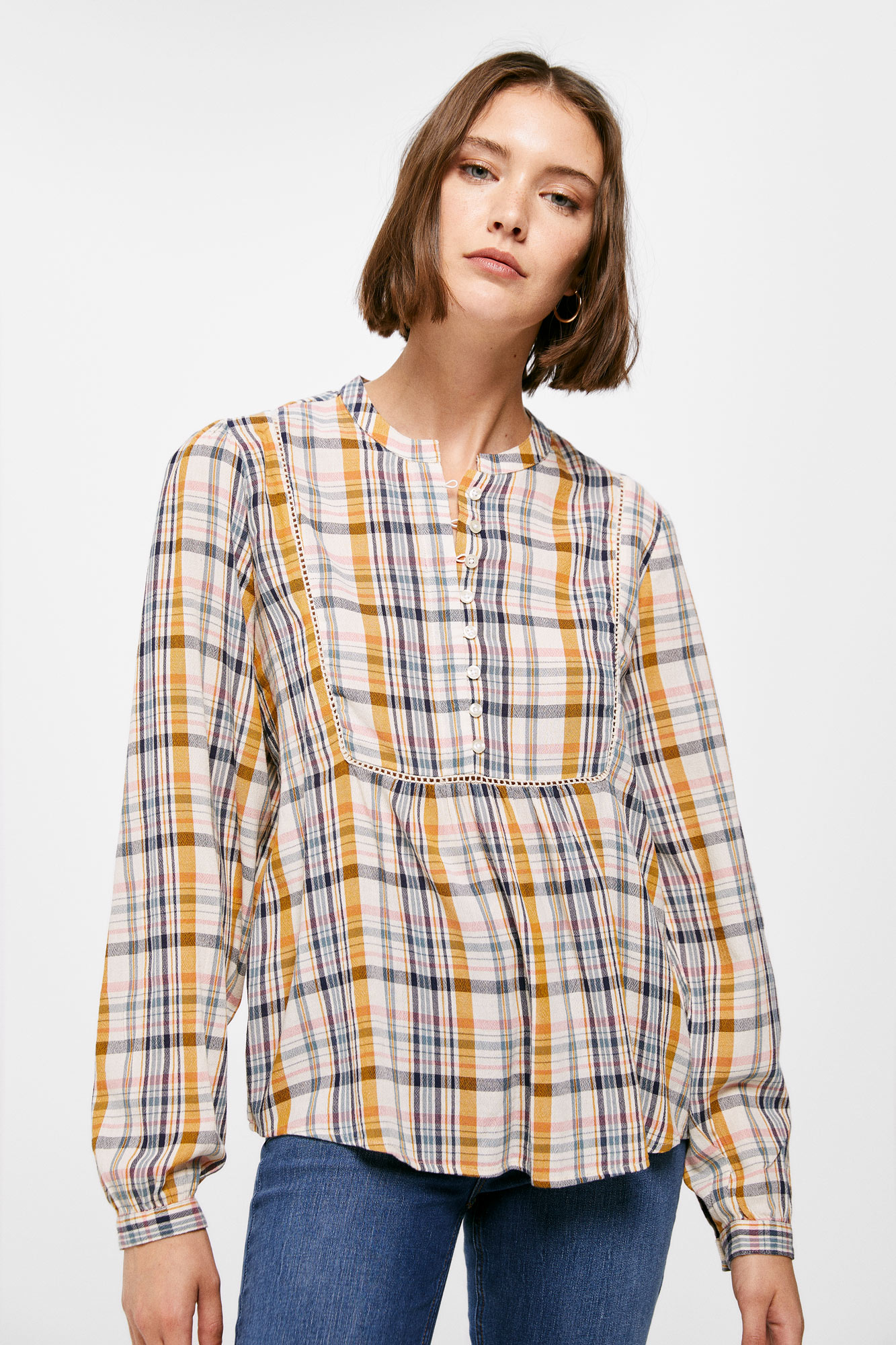 Blusa xadrez com botões