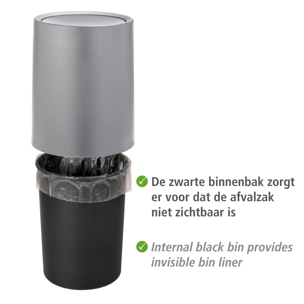 Wenko Atri prullenbak 6 liter grijs