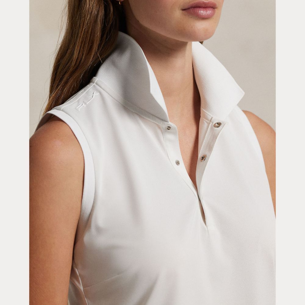 Classic Fit Sleeveless Pique Dame Hvit