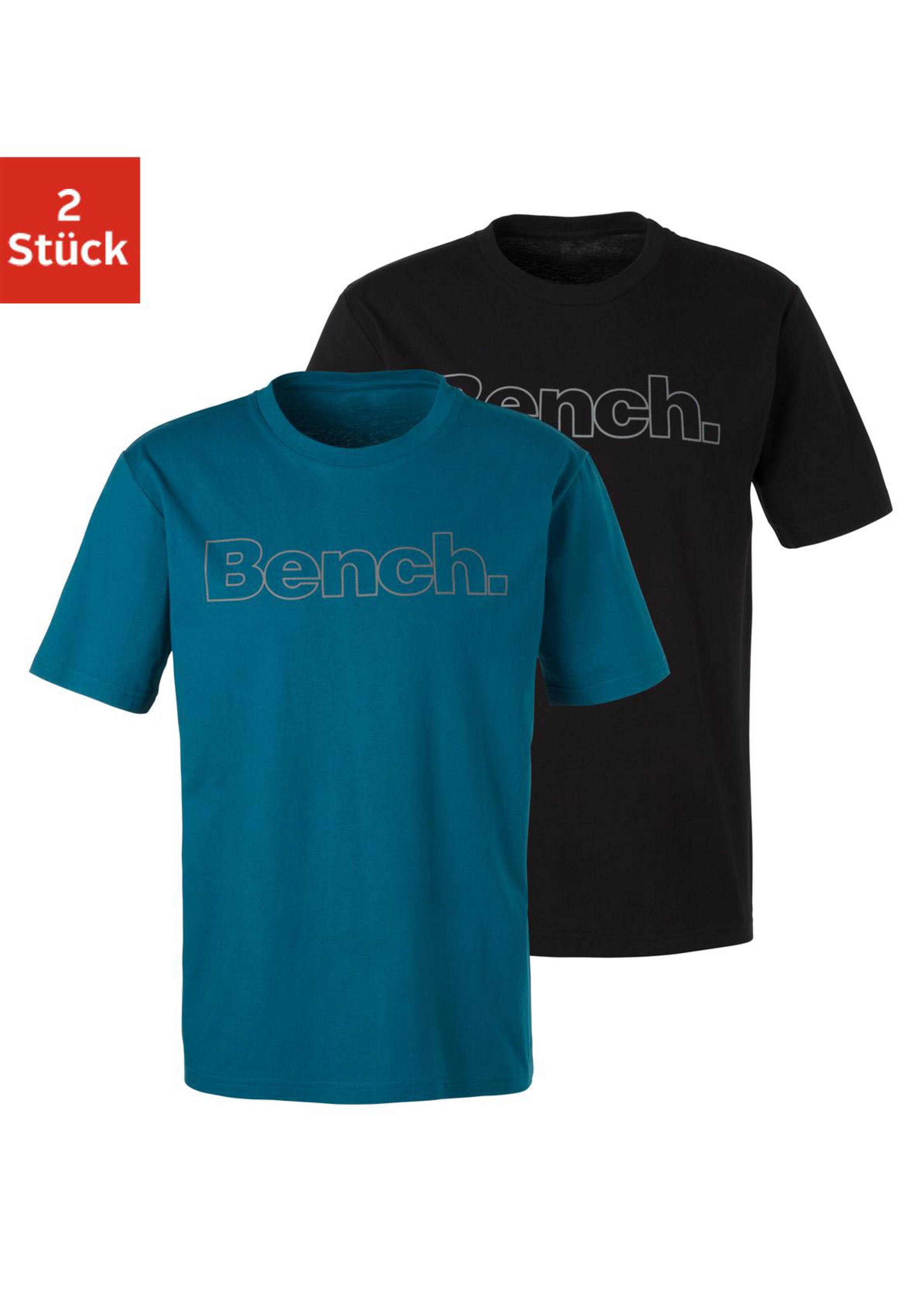 T-Shirt in petrol, schwarz