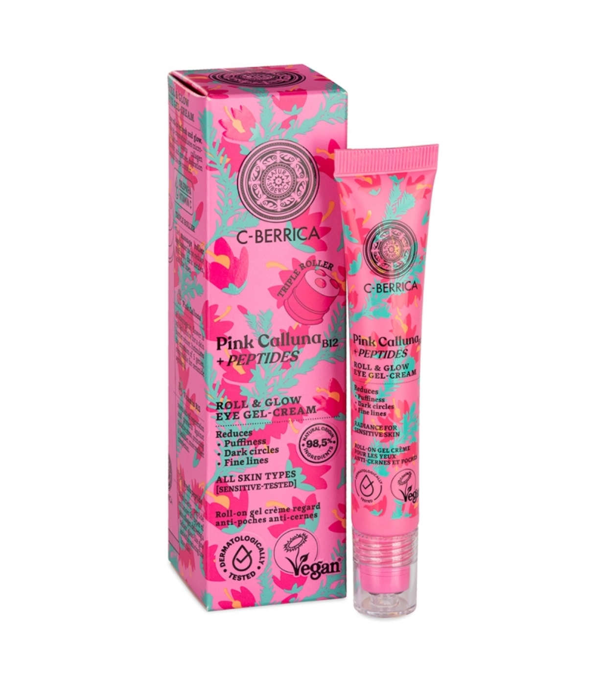 Natura Siberica - *Pink Calluna* - Contorno para olhos em roll-on Roll & Glow