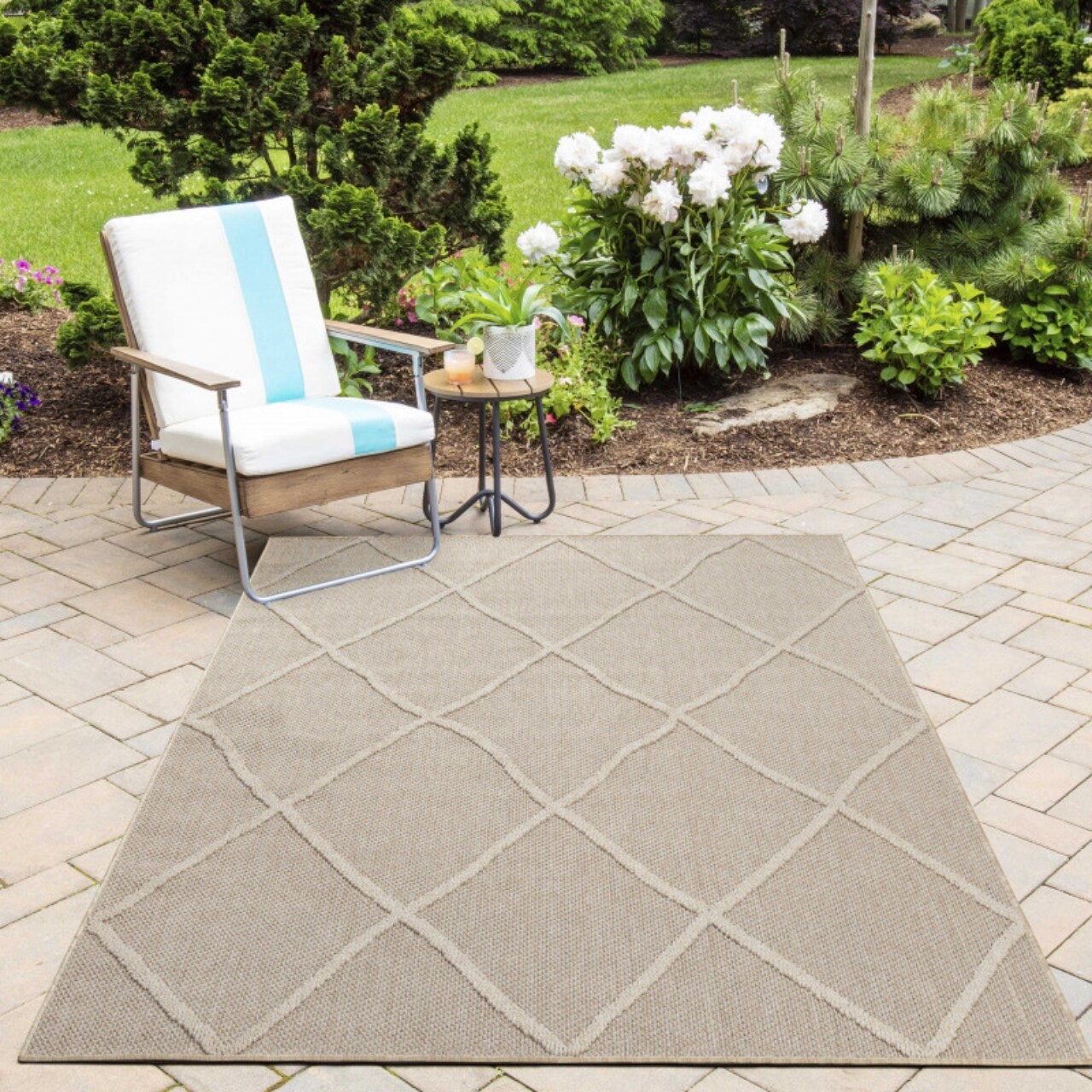 In & Outdoor-Teppich, Skandinavische Design, Sisal Optik, Flachgewebe Wetterfest