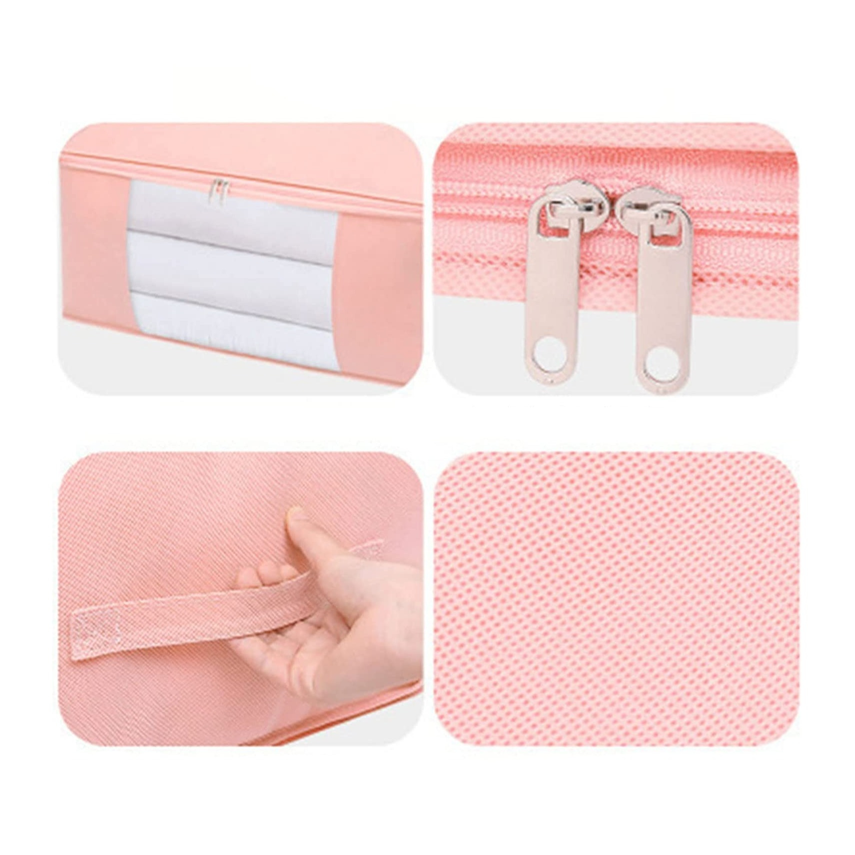 (3er Set) Aufbewahrungs Tasche Bettwäsche Organizer Kleider Box mit Sichtfenster - Grau