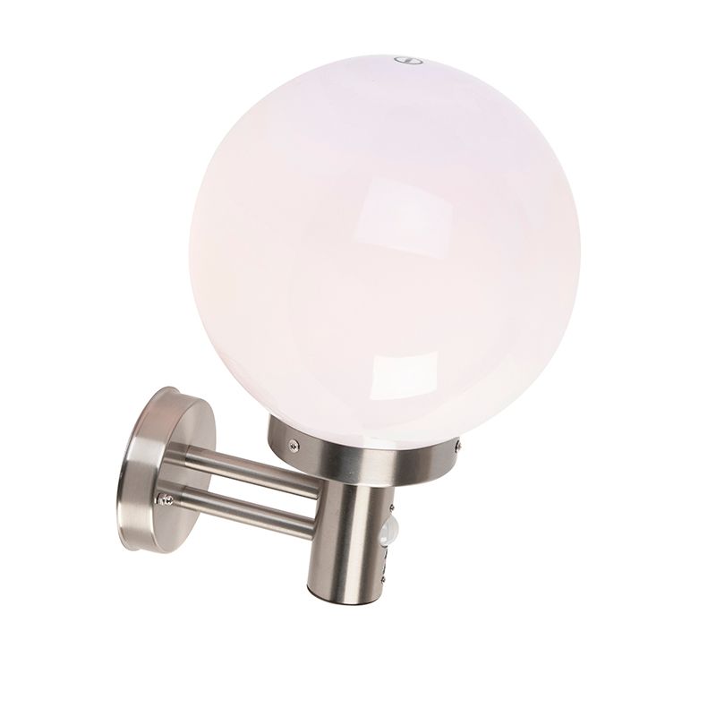 Buitenwandlamp staal RVS IP44 met bewegingsmelder - Sfera