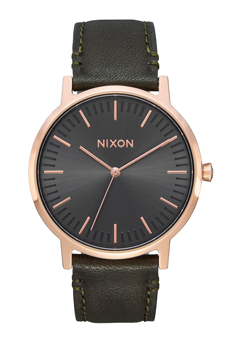 Nixon The Porter Leather Rose Gold Gunmetal Surplus