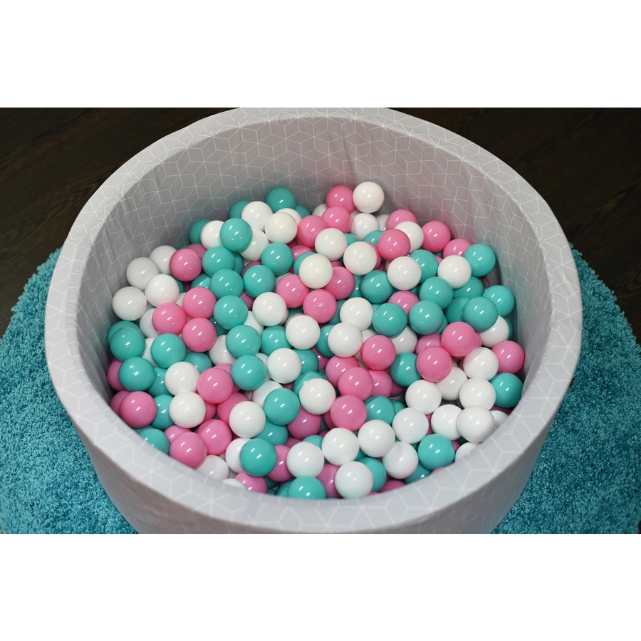 knorr toys® Bällebad soft - Geo cube grey - 300 balls rosecremelightblue grau