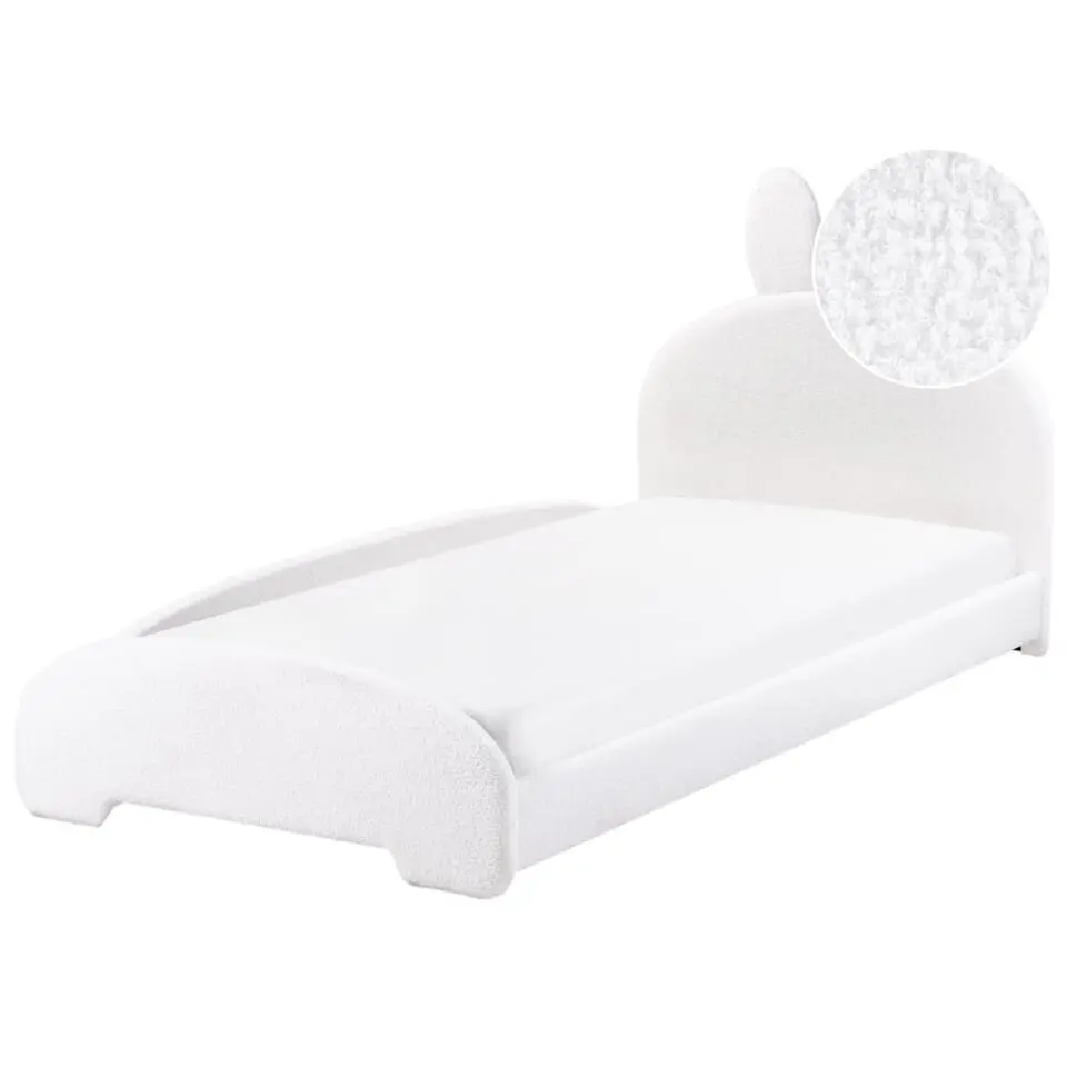 PERROS - Kinderbed - Gebroken wit - 90 x 200 cm - Bouclé