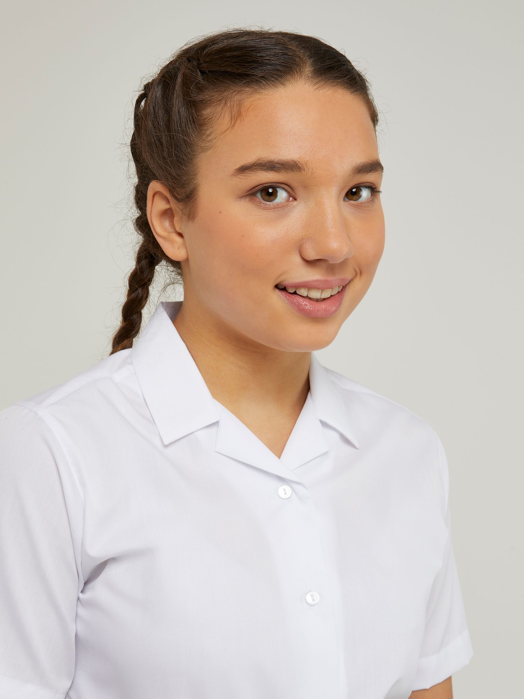 Trutex White Cuban Collar Regular Fit Short Sleeve 2 Pack School Shirts