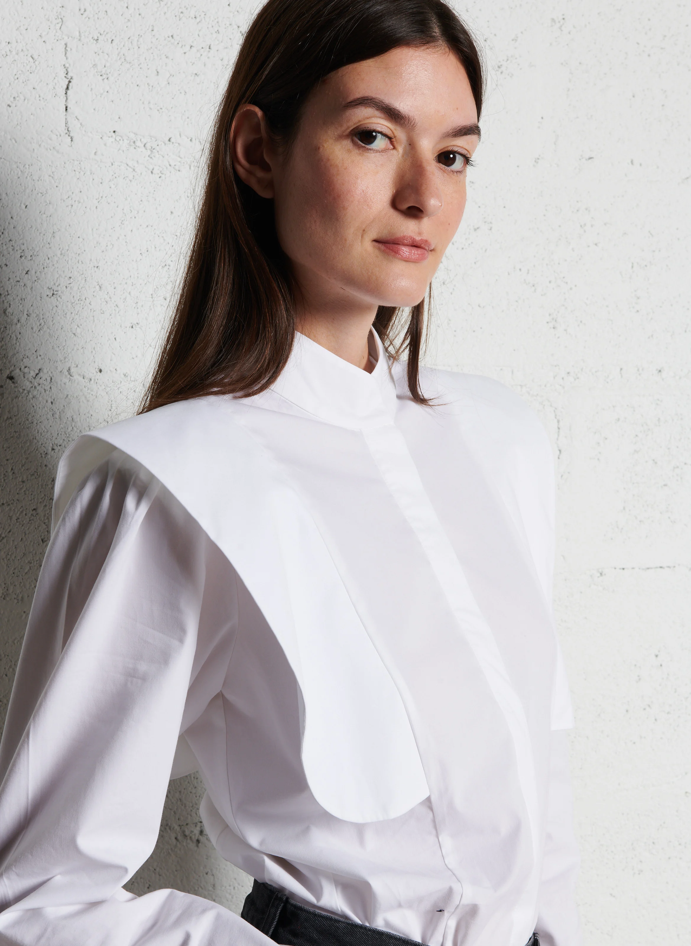 CELESB - Chemise col montant droite en coton | Blanc