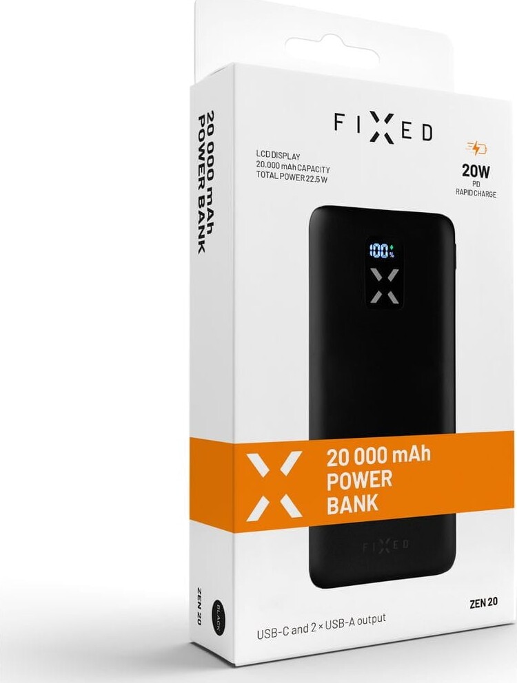 Fixed - Powerbank - Zen 20 - USB-C + USB-A - 20.000 Mah - Sort