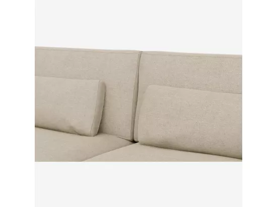 HABITAT - Canapé 3 places en tissu Lucca - Blanc mastic - Base en cuir noir - Baci