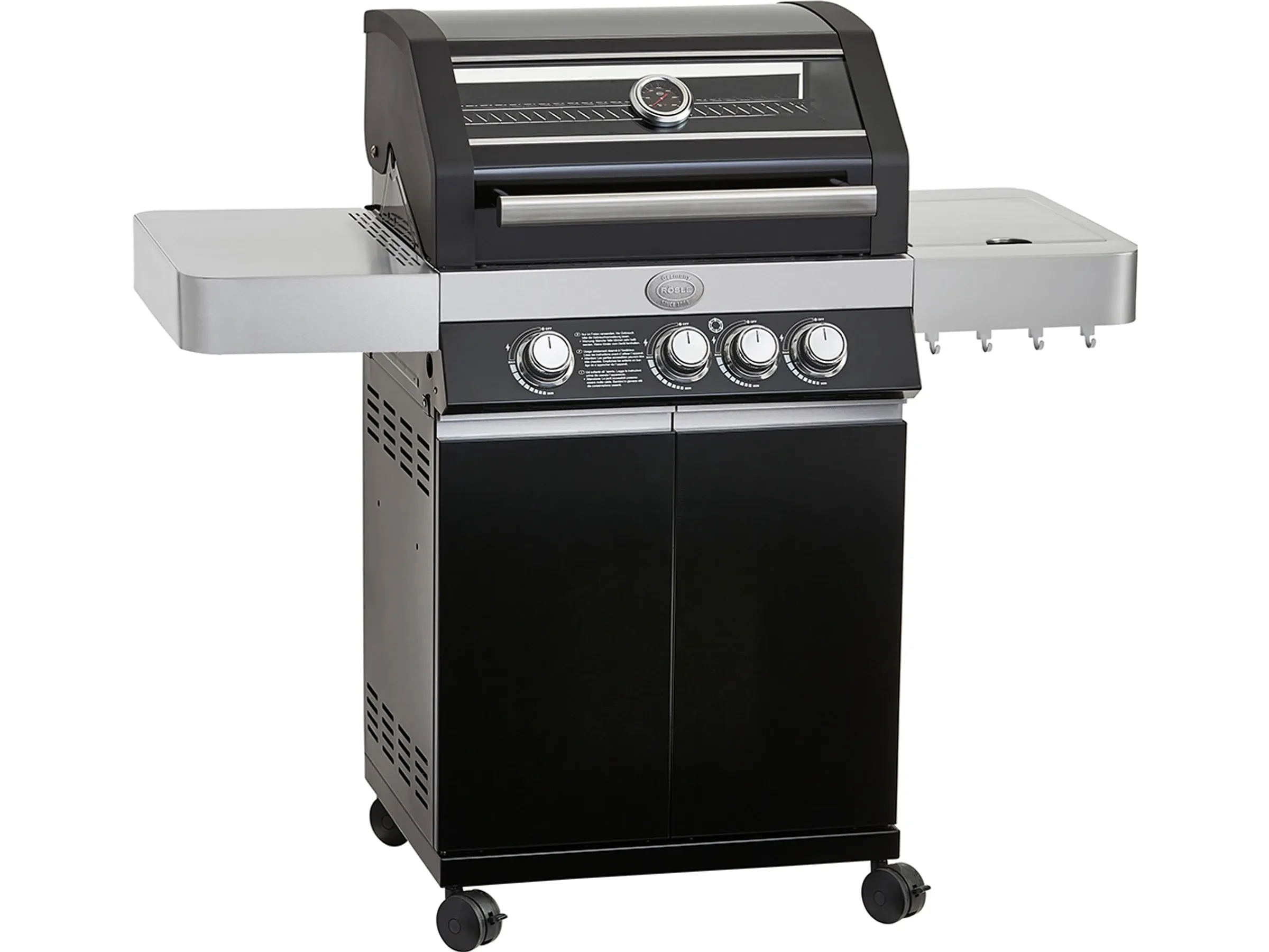 Rösle Gasgrill BBQ-Station Videro G3 50mbar 3 Brenner und Seitenbrenner Schwarz