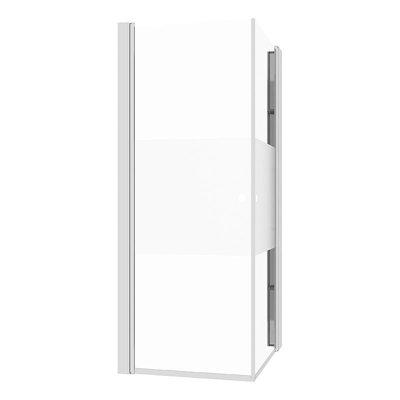 DUSJHJØRNE CAMARGUE VAL RETT MED HYLLE KROM/DELVIS FROSTET GLASS 100x90CM