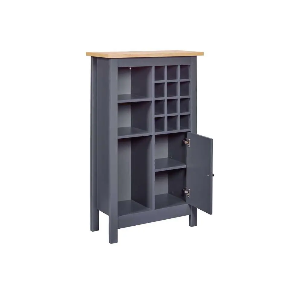 Hioshop Nellina wandkast wijnrek- 1 deur- 3 open planken- 12 ruimte voor wijn