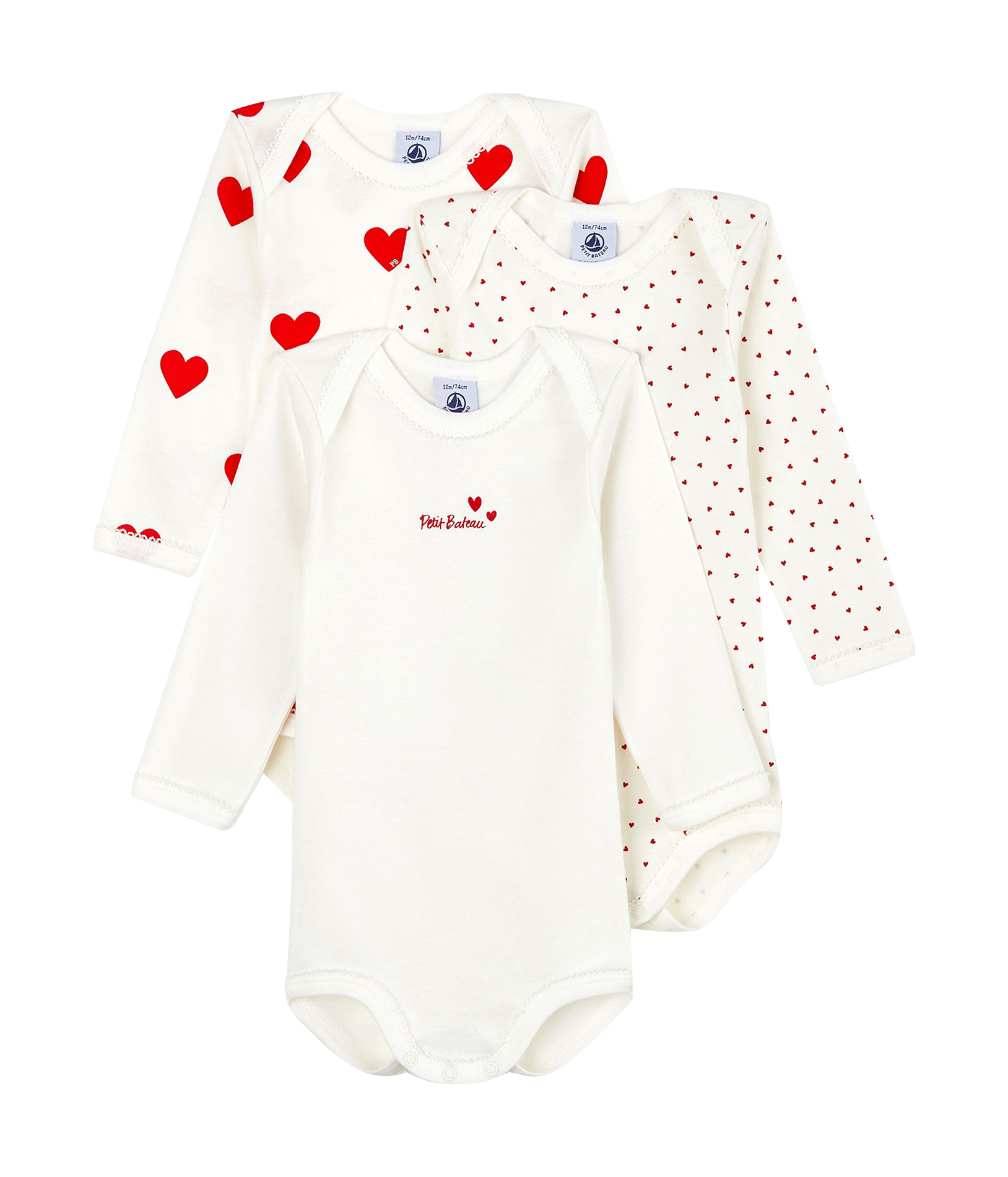 Lot de 3 bodies manches longues en coton | Multicolore