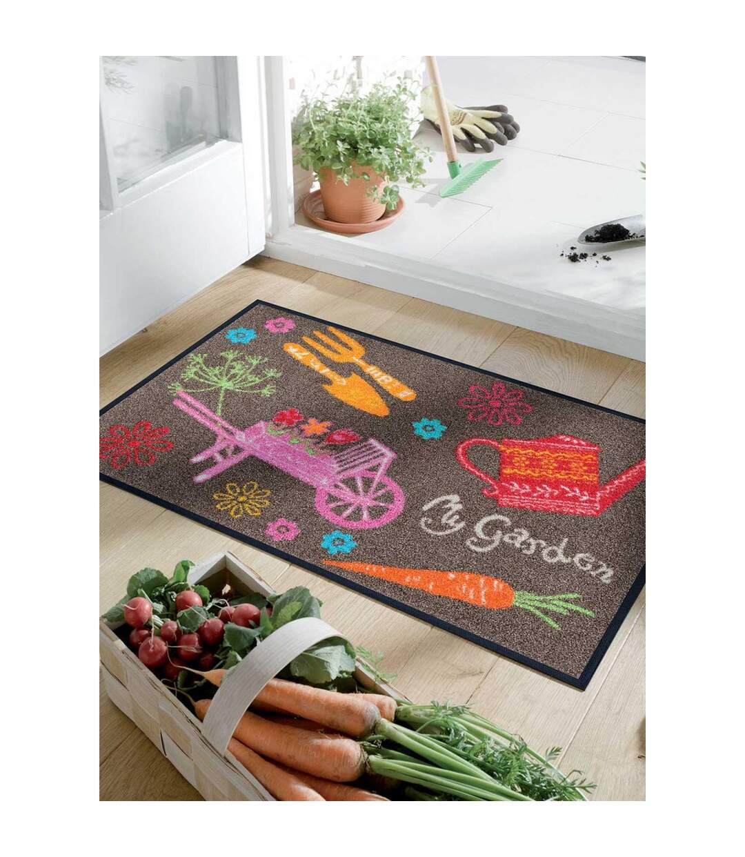 Paillasson MY GARDEN TX Marron 50x75 OEKO TEX Fait en Europe