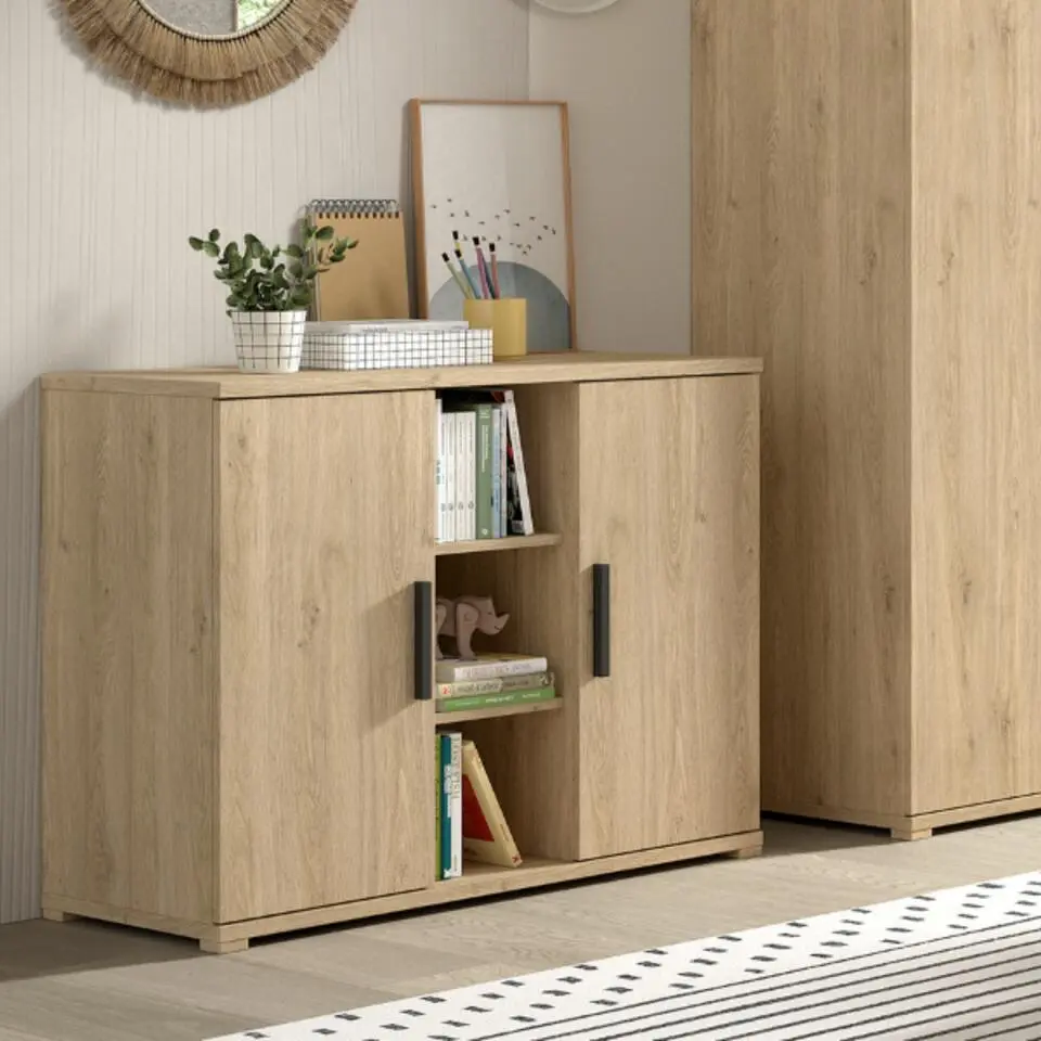 Commode Sammie - 115x48x89cm - met twee deuren - eikdecor