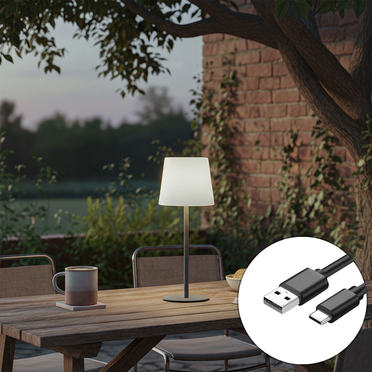 Tafellamp grijs oplaadbaar incl. LED en dimmer IP54 - Jude