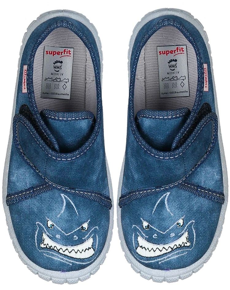 Klett-Hausschuhe BILL – GLOW IN THE DARK in jeansblau