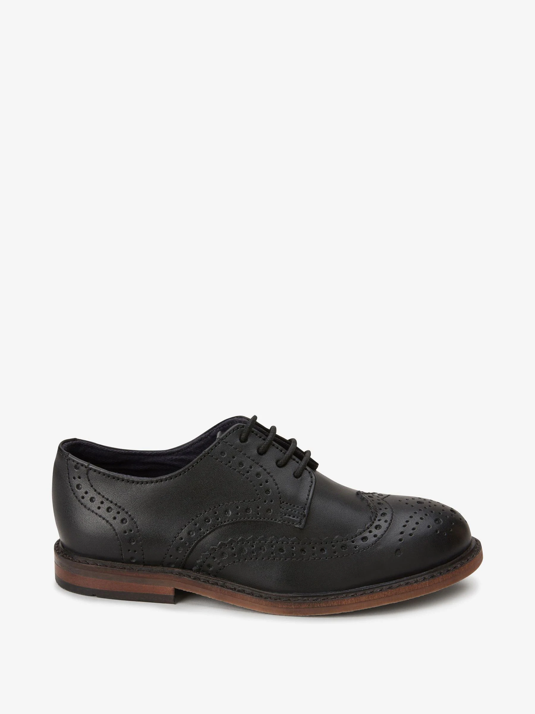 Zwart - Leren Brogue schoenen met veters
