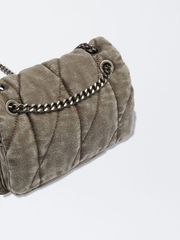 Bolsa de ombro em jeans - Cinza