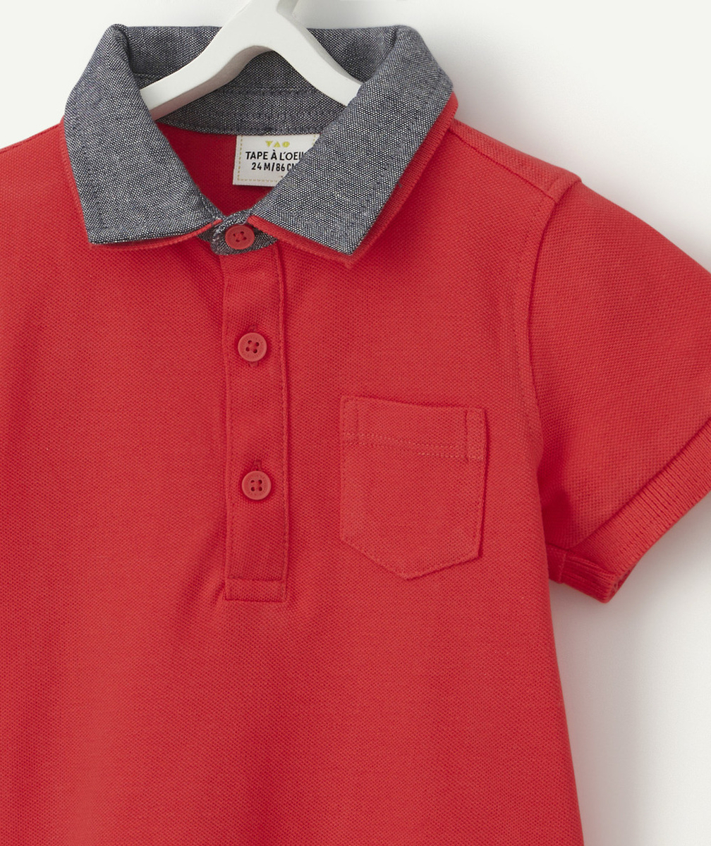 POLO BÉBÉ GARÇON ROUGE AVEC DOUBLE COL