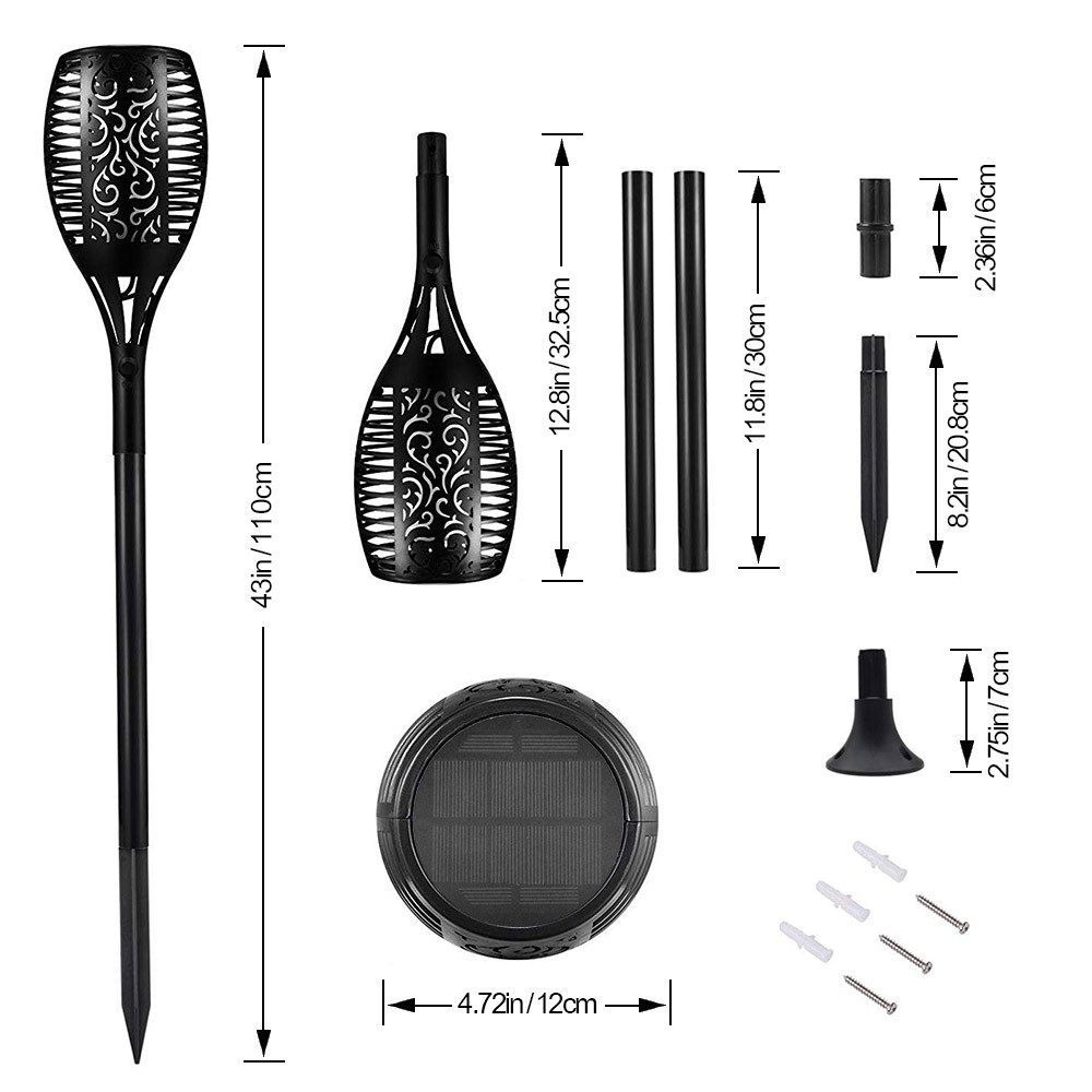 (2er Set) Flackernde LED Solar Lampen Outdoor Gartenfackel IP65 - Warmweiss