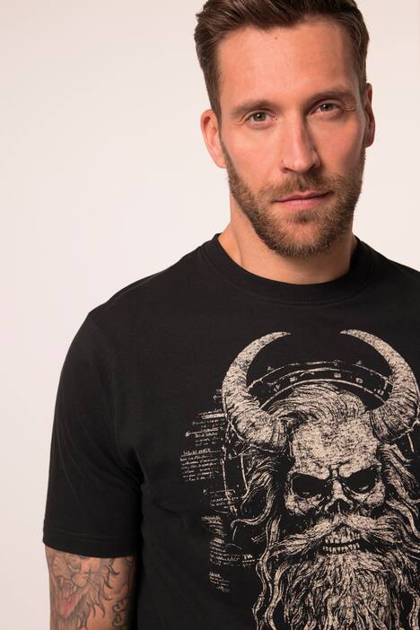 JP1880 T-Shirts, 2er-Pack, Halbarm, Brustprint, bis 8XL, schwarz | Ulla Popken