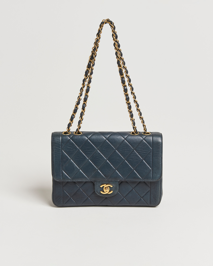 Chanel Pre-Owned Classic Medium Single Flap Bag Lambskin Navy