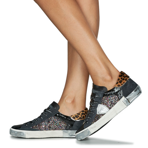 Philippe Model - PARISX LOW WOMAN Negro / Glitter / Leopardo
